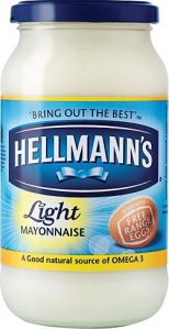 Light mayo - as low fat as poss. and always made from free range eggs. 